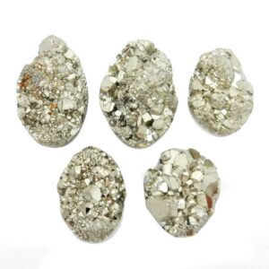 Pyrite Oval Crystal Cabochon - Chakra Reiki Jewelry Supply - (RK35B29-07)