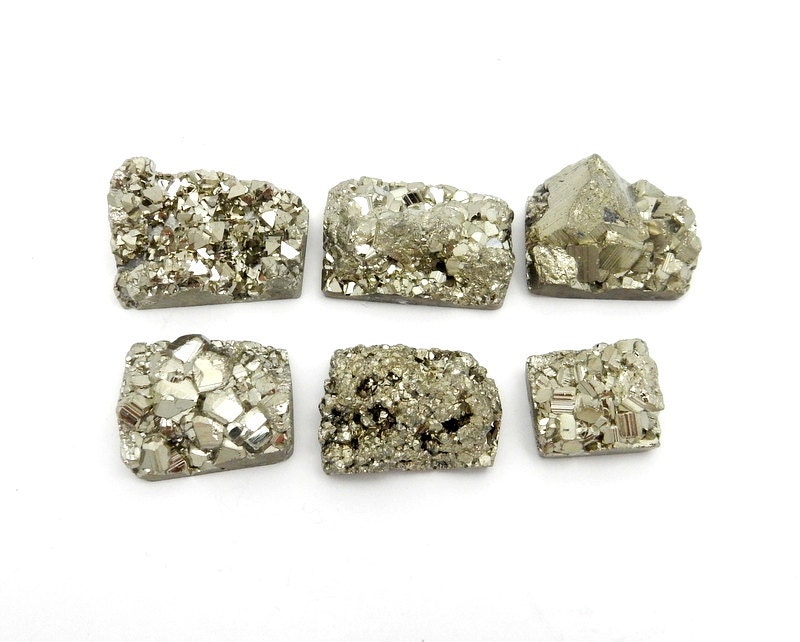 Pyrite Rectangle Cabochon - Chakra Reiki Jewelry Supply - (rk35b29-03)