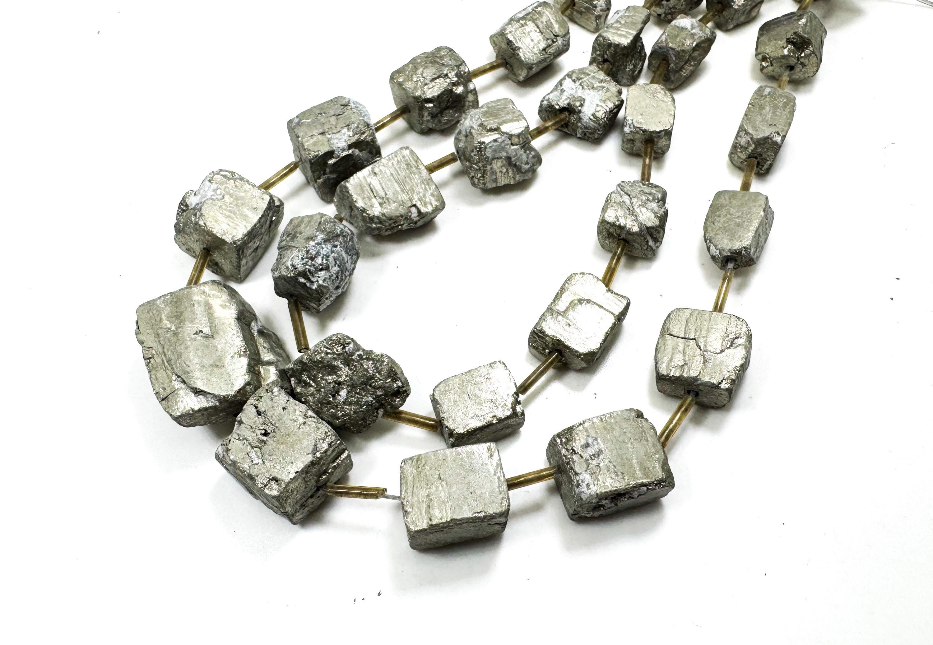 Pyrite Beads, Natural Silver Pryite Rough Nuggets Cube Rough Raw Gemstone Beads - Pg200