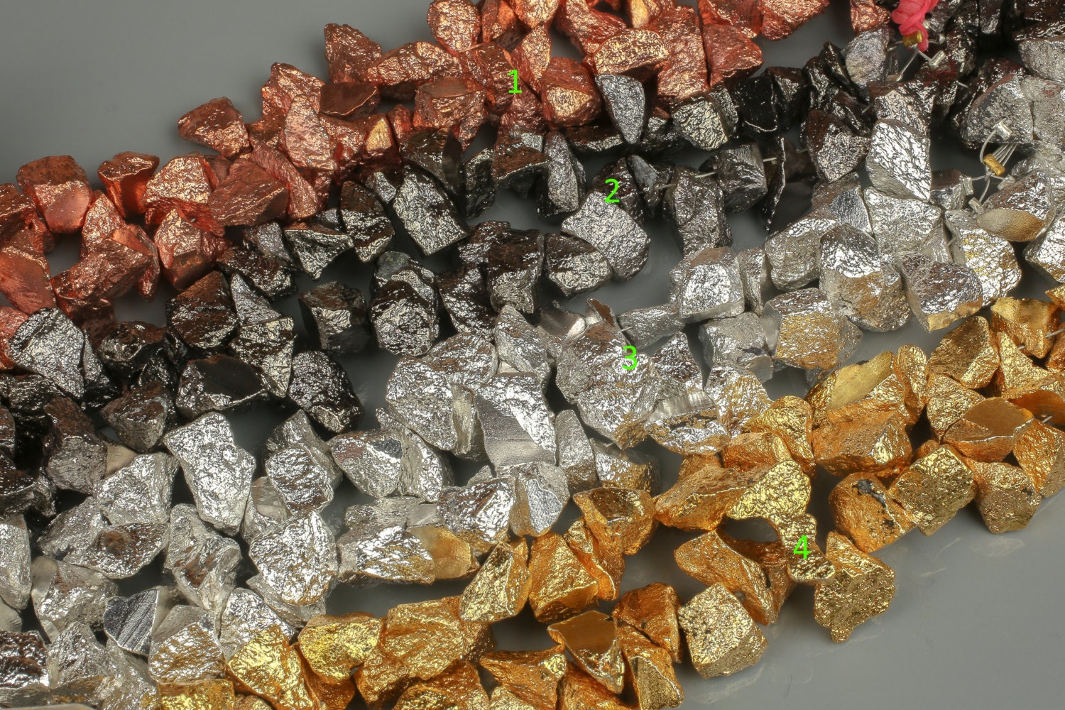 Pyrite Chips, 7-8mm Assorted Color 8 Inch Strand Pyrite Chips, 7-8mm Assorted Color 8 Inch Strand