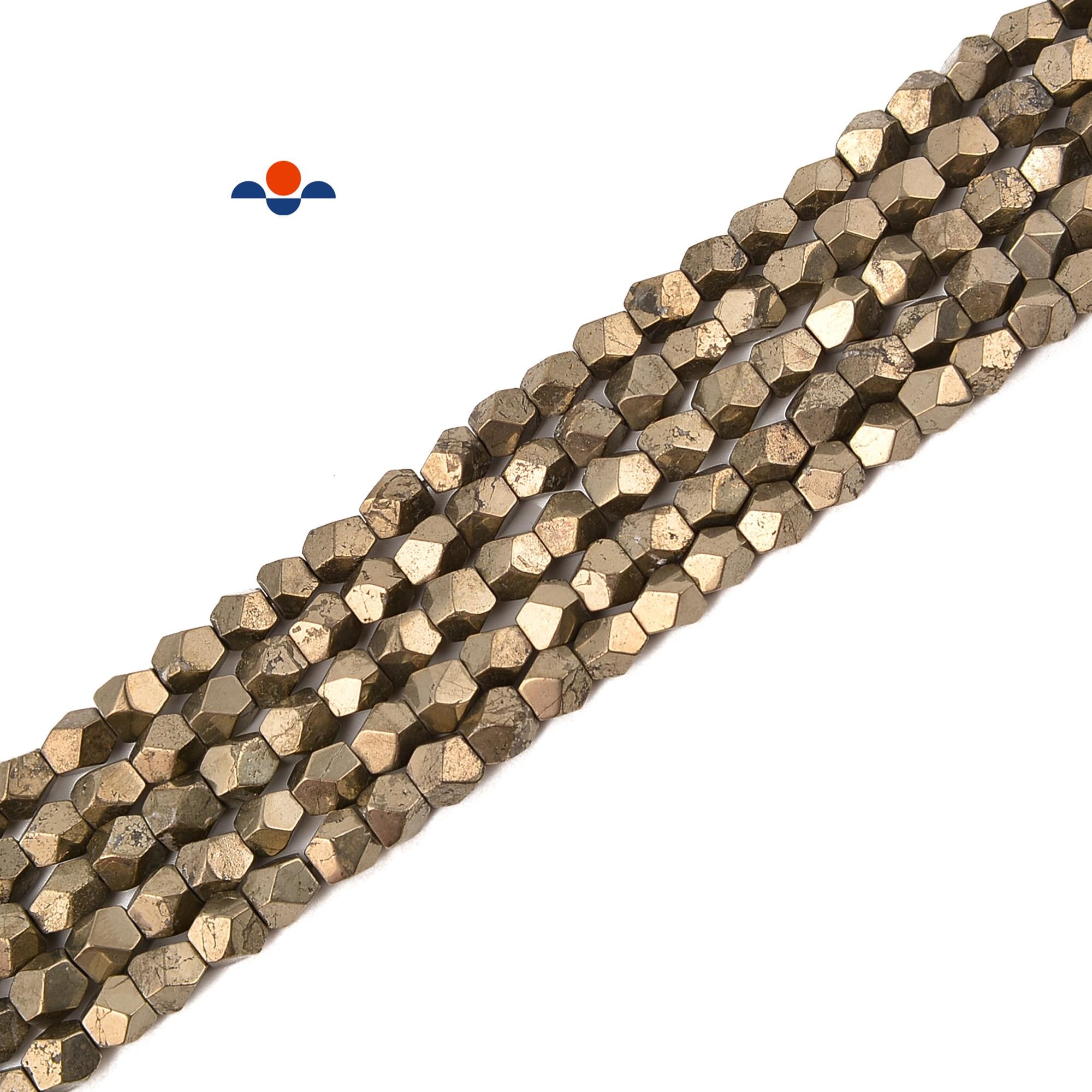 Natural Pyrite Faceted Nugget Beads Size 6-7mm 15.5'' Strand Natural Pyrite Faceted Nugget Beads Size 6-7mm 15.5'' Strand