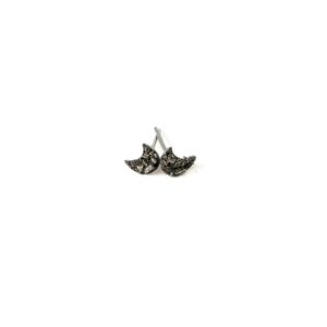 Crescent Moon Crushed Pyrite Stone Hypoallergenic Stainless Steel Stud Earrings Fool's Gold Crescent Moon Crushed Pyrite Stone Hypoallergenic Stainless Steel Stud Earrings Fool's Gold