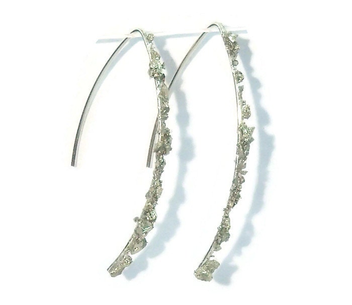 Crushed Pyrite Sterling Silver Threader Earrings As Seen On Tv