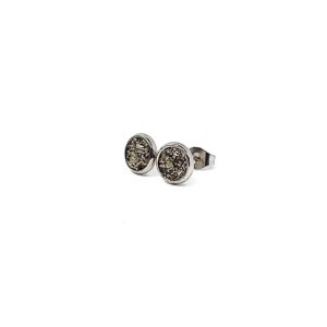 Pyrite Crushed Stone Hypoallergenic Stainless Steel 6mm Stud Earrings Pyrite Crushed Stone Hypoallergenic Stainless Steel 6mm Stud Earrings