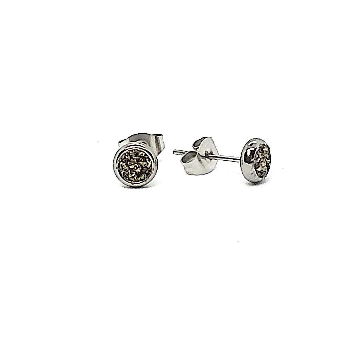 Pyrite Crushed Stone Hypoallergenic Stainless Steel 4mm Stud Earrings