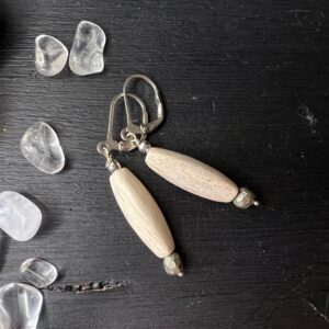 Fossil Wood Long Earrings With Pyrite - 1.8 Inch Fossil Wood Long Earrings With Pyrite - 1.8 Inch