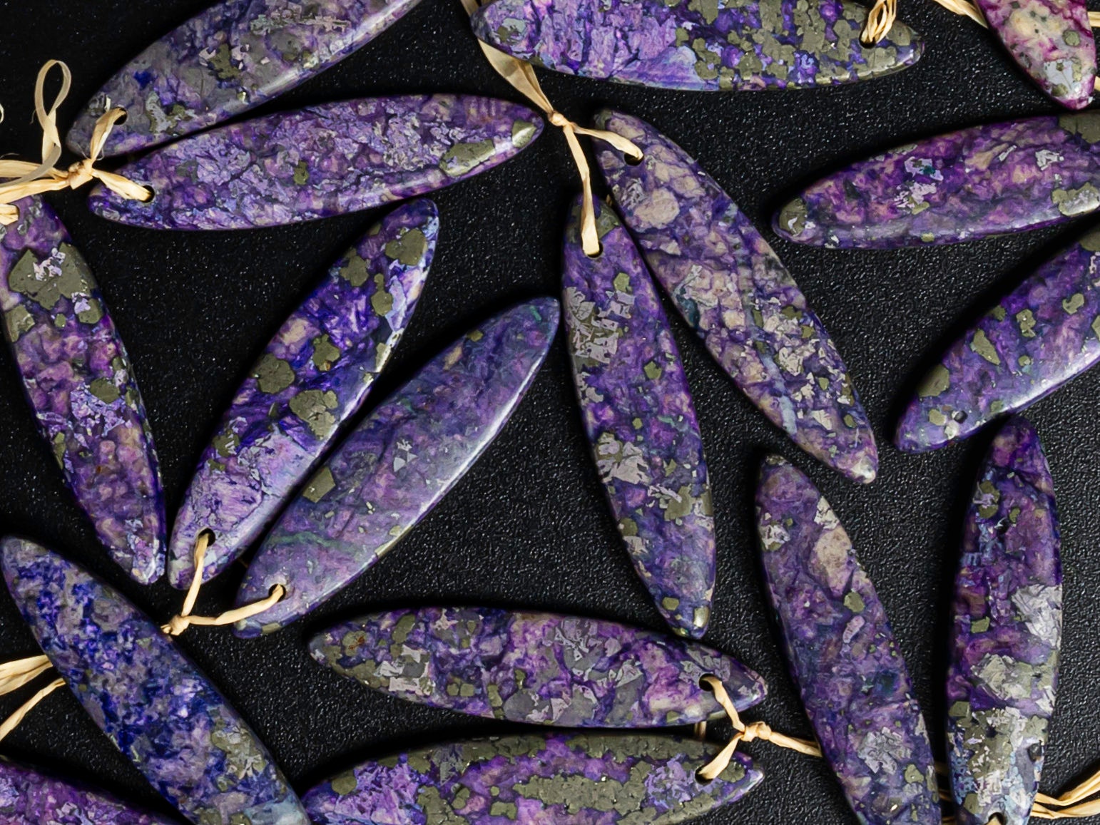 Natural Purple African Iron Pyrite Earring Pairs-frosted Willow Leaf Iron Pyrite Top Drilled Earrings