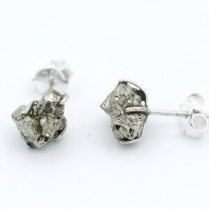 Raw Pyrite Stud Earrings, Sterling Silver Claw Settings, Fools Gold Earrings Raw Pyrite Stud Earrings, Sterling Silver Claw Settings, Fools Gold Earrings