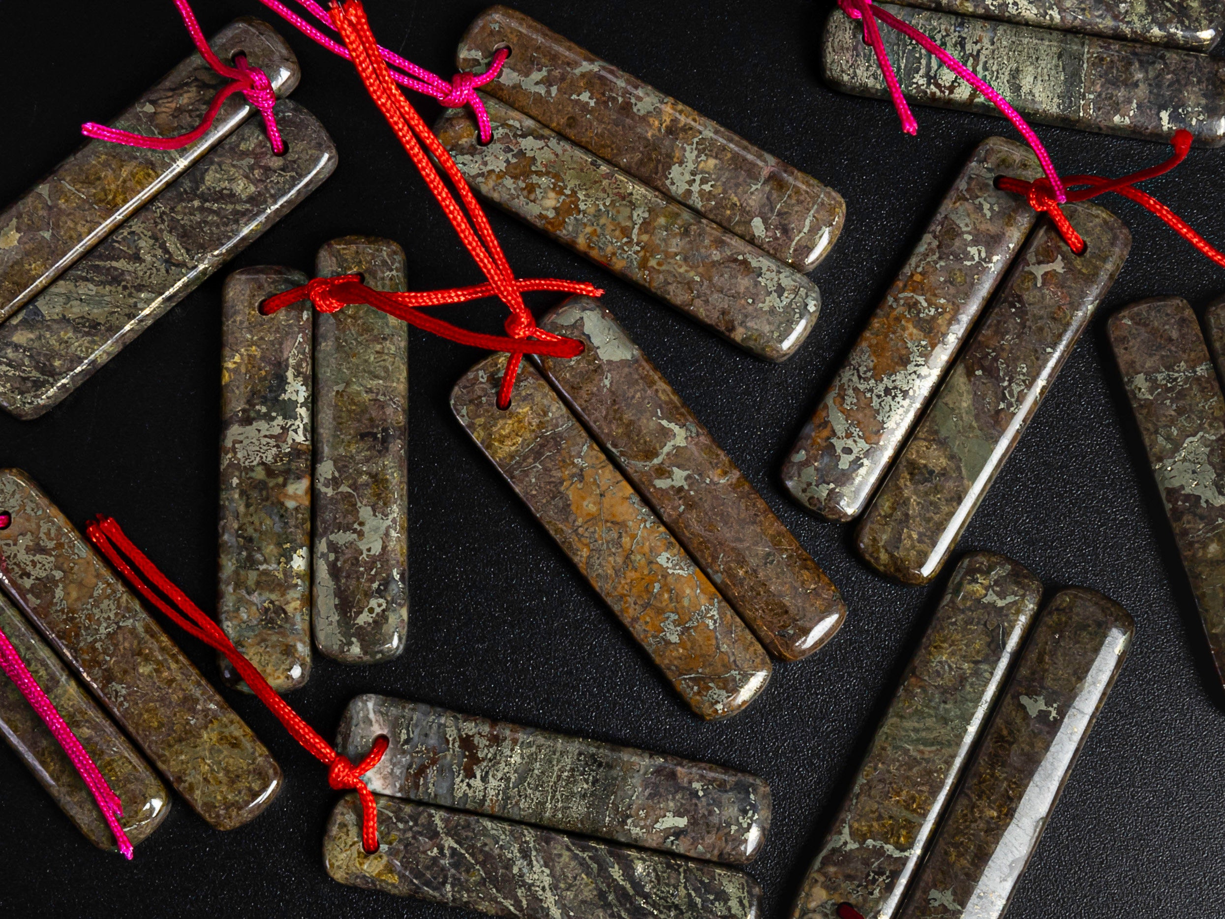 Rectangle African Natural Copper Iron Pyrite Earrings-top Drilled Gemstone Pair Beads