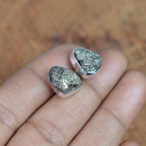 Rough Green Pyrite Sterling Silver Stud Earrings: Raw Crystal Jewelry Rough Green Pyrite Sterling Silver Stud Earrings: Raw Crystal Jewelry