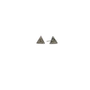 Triangle Crushed Pyrite Stone Hypoallergenic Stainless Steel Stud Earrings Fool's Gold Geometric Triangle Crushed Pyrite Stone Hypoallergenic Stainless Steel Stud Earrings Fool's Gold Geometric