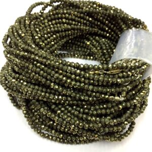 10 Strand Of 17 Inch Natural Faceted Pyrite Rondelle Beads 3mm Loose Gemstone Beads Top Quality New Arrival