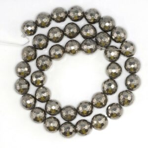 10mm Palazzo Iron Pyrite Gemstone Grade Aa Faceted Round 10mm Loose Beads 7.5 Inch Half Strand (90181695-402)