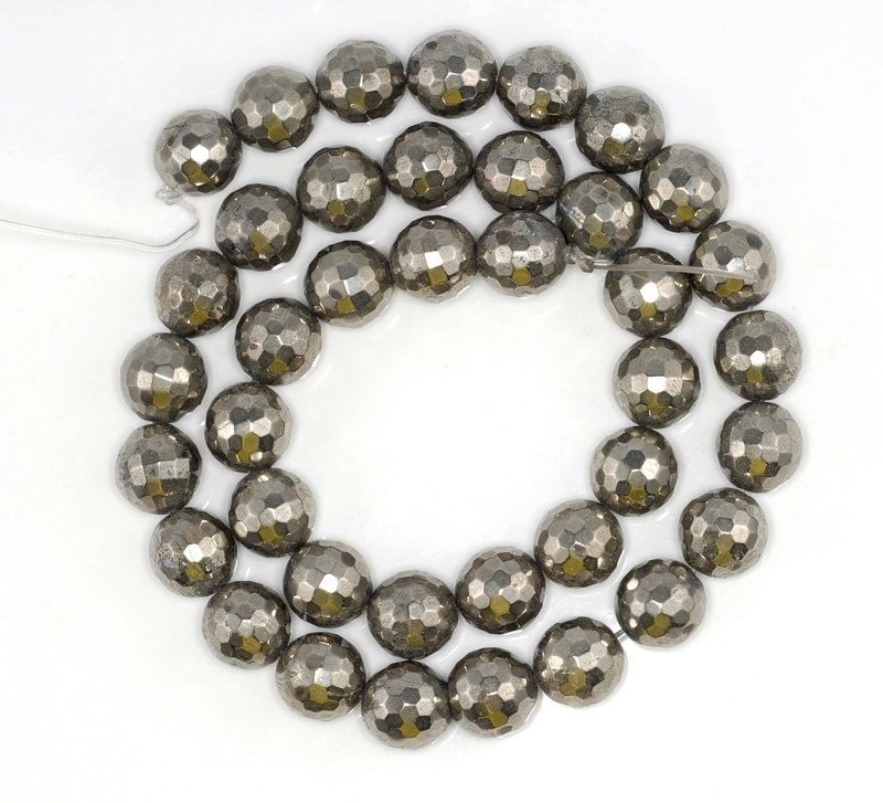 10mm Palazzo Iron Pyrite Gemstone Grade Aa Faceted Round 10mm Loose Beads 7.5 Inch Half Strand (90181695-402)