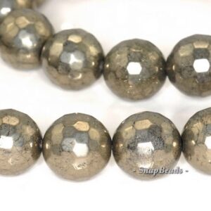 12mm Palazzo Iron Pyrite Gemstone Faceted Round 12mm Loose Beads 15.5 Inch Full Strand (90145787-402)