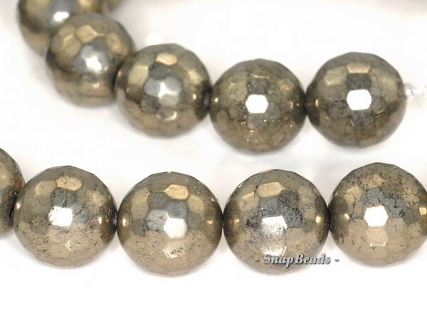 12mm Palazzo Iron Pyrite Gemstone Faceted Round 12mm Loose Beads 15.5 Inch Full Strand (90145787-402)