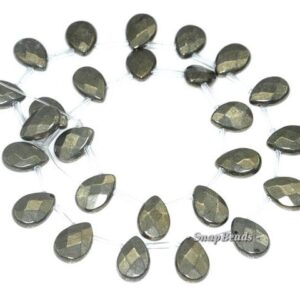 14x10mm Iron Pyrite Gemstone Faceted Teardrop 14x10mm Loose Beads 15.5 Inch Full Strand (90187842-421)