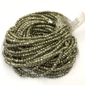 17 Inches Strand Beautiful Israel Cutting Beads Silver Pyrite Faceted Rondelle Beads 4mm Gemstone Beads