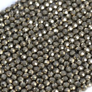 2mm Copper Pyrite Beads Grade Aaa Genuine Natural Gemstone Full Strand Faceted Round Loose Beads 15" Bulk Lot Options (107181-2304)