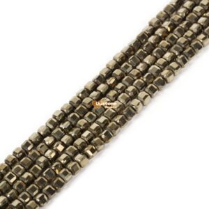 2mm Faceted Pyrite Cube Square Loose Beads DIY Jewelry Making Strand 15.5-16"