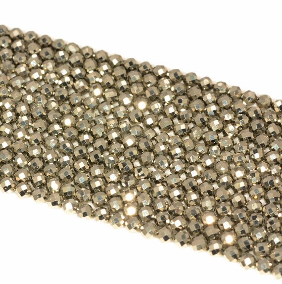 2mm Palazzo Iron Pyrite Gemstone Grade Aaa Faceted Round 2mm Loose Beads 15 Inch Full Strandlot 1,2,6,12 And 50 (90183465-147)