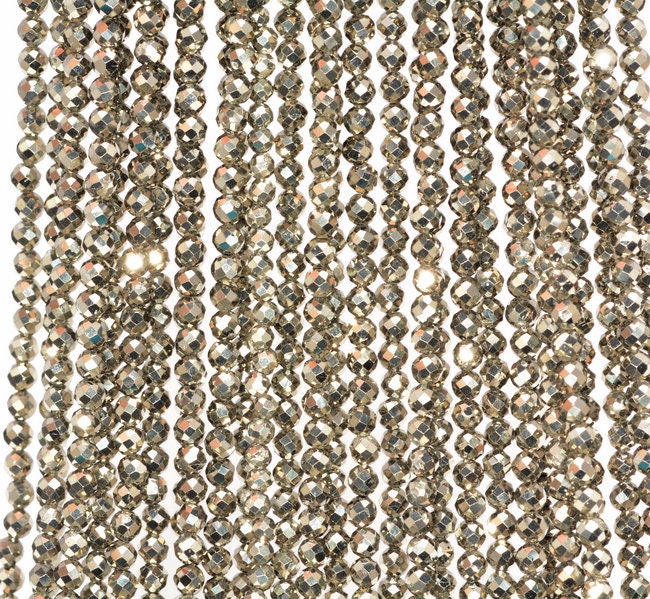 2mm Palazzo Iron Pyrite Gemstone Grade Aaa Micro Faceted Round 2mm Loose Beads 15 Inch Full Strand (90183465-147)