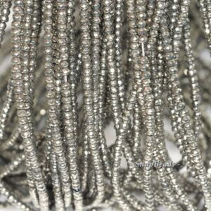 2x1mm Iron Pyrite Gemstone Grade Aaa Faceted Rondelle Loose Beads 15.5 Inch Full Strand (80000618-279)