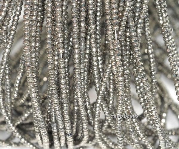 2x1mm Iron Pyrite Gemstone Grade Aaa Faceted Rondelle Loose Beads 15.5 Inch Full Strand (80000618-279)