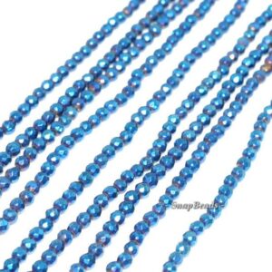 3mm Blue Pyrite Gemstone Blue Faceted Round 3mm Loose Beads 7.5 Inch Half Strand (90113115-148)