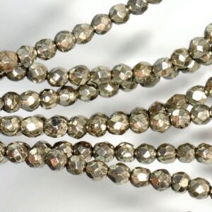 3mm Palazzo Iron Pyrite Gemstone Grade Aa Faceted Round 3mm Loose Beads 16 Inch Full Strand (90114690-147)