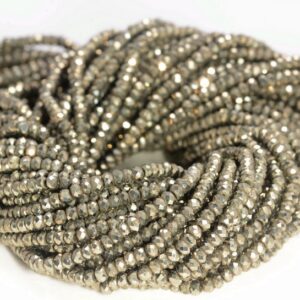 3x2mm Iron Pyrite Gemstone Grade Aaa Micro Faceted Rondelle Loose Beads 15.5 Inch Full Strand (90187846-421)