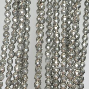 4mm Iron Pyrite Gemstone Grade Aaa Faceted Round 4mm Loose Beads 15.5 Inch Full Strand (90187844-421)