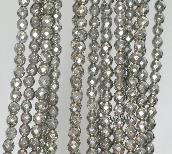 4mm Iron Pyrite Gemstone Grade Aaa Faceted Round 4mm Loose Beads 15.5 Inch Full Strand (90187844-421)
