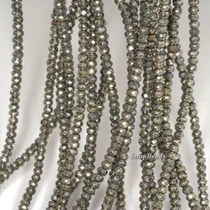 4x3mm Iron Pyrite Gemstone Grade Aa Faceted Rondelle Loose Beads 15.5 Inch Full Strand (90190672-137)
