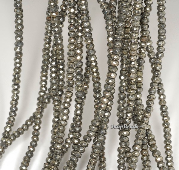 4x3mm Iron Pyrite Gemstone Grade Aa Faceted Rondelle Loose Beads 15.5 Inch Full Strand (90190672-137)