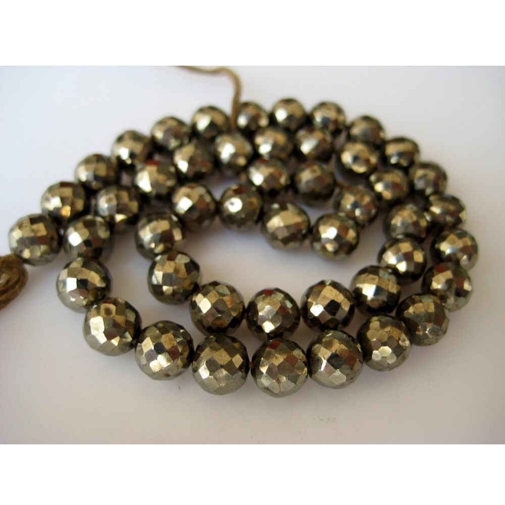 6mm Pyrite Faceted Rondelle Beads, Natural Pyrite Rondelle Beads, Natural Pyrite Faceted Round Beads For Jewelry (4in To 8in Options) - Pfbb