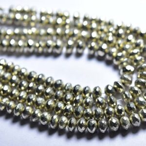 7.5 Inches - Beautiful Natural Faceted Silver Pyrite Rondelle - Size Is 5.5-6 Mm #1325