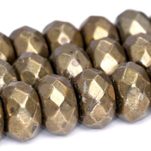 8x5mm Copper Pyrite Beads Grade Aaa Natural Gemstone Faceted Rondelle Loose Beads 15"/ 7.5" Bulk Lot Options(102321)
