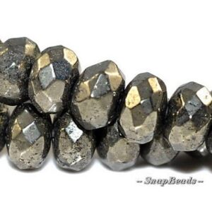 8x5mm Palazzo Iron Pyrite Gemstone Faceted Rondelle 8x5mm Loose Beads 15.5 Inch Full Strand (90144827-418)