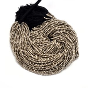 AAA+ Pyrite Gemstone 2mm-3mm Faceted Rondelle Beads | 13inch Strand | Natural Pyrite Semi Precious Gemstone Loose Beads for Jewelry Making