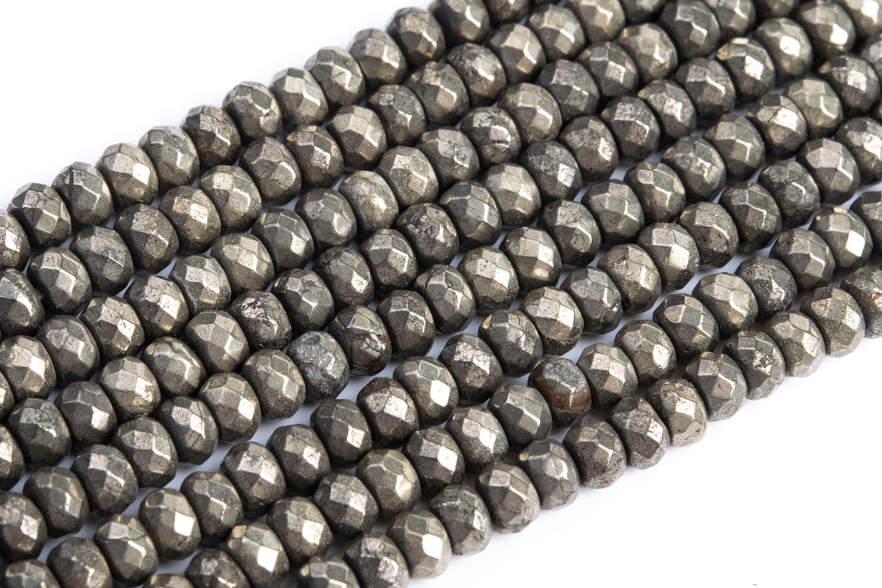 Copper Pyrite Loose Beads Faceted Rondelle Shape 2x1.5mm 3x2mm 4x3mm 6x4mm 8x5mm