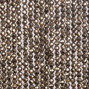 Genuine Natural Copper Pyrite Loose Beads Faceted Round Shape 2mm