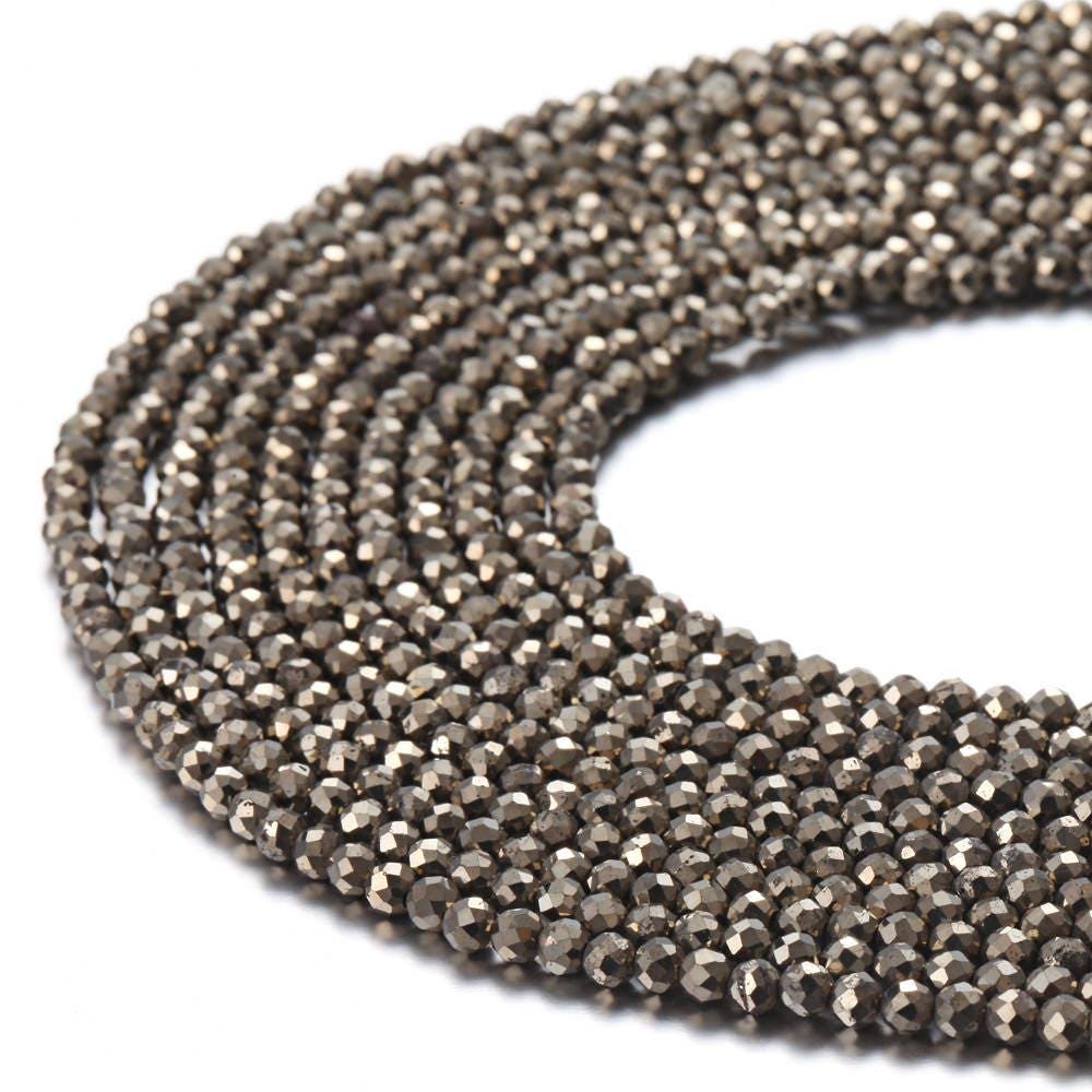 Gold Pyrite Faceted Round Beads 2mm 3mm 4mm 15.5" Strand