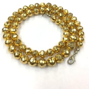 Natural Faceted Golden Pyrite Round Beads 8-9mm Gemstone Beads 18" Strand Wholesale Price