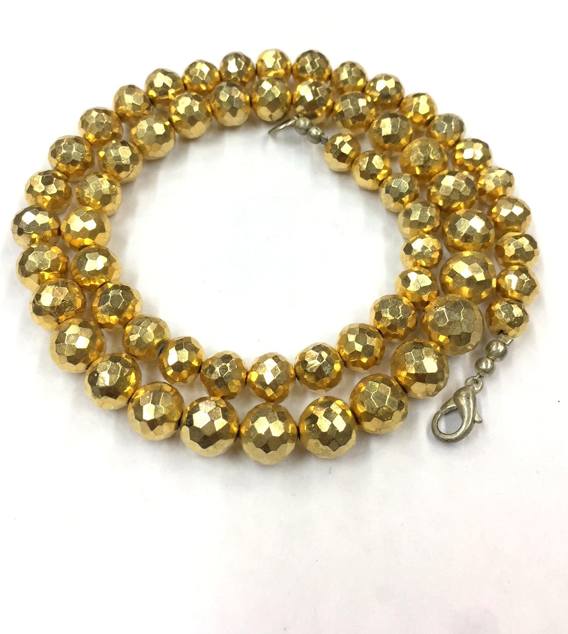 Natural Faceted Golden Pyrite Round Beads 8-9mm Gemstone Beads 18" Strand Wholesale Price
