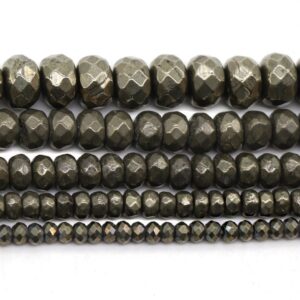 Natural Iron Pyrite Faceted Rondelle Spacer Beads,rondelle Faceted Iron Pyrite Beads Wholesale Supply,one Strand 15"