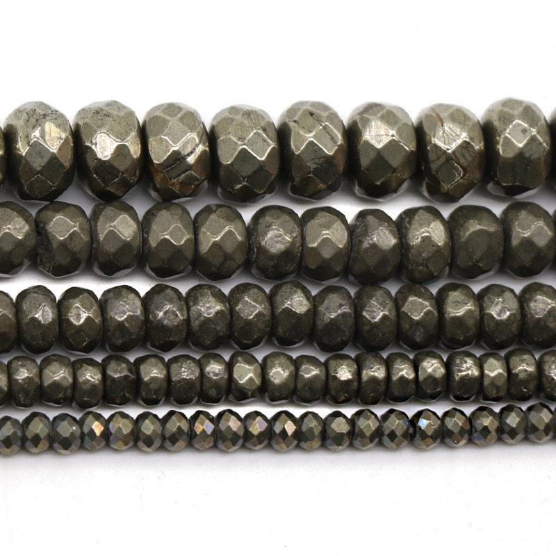 Natural Iron Pyrite Faceted Rondelle Spacer Beads,rondelle Faceted Iron Pyrite Beads Wholesale Supply,one Strand 15"