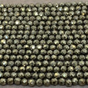 Natural Faceted Iron Pyrite Round Beads,2mm 3mm 4mm Iron Pyrite Beads Wholesale Supply,one Strand 15"