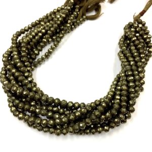Natural Faceted Pyrite Round Beads 6mm Gemstone Beads 14" Strand Wholesale Price