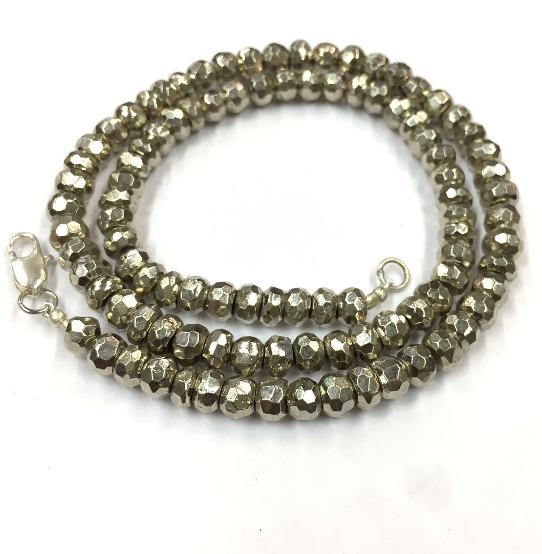 Natural Faceted Silver Pyrite Rondelle Beads 7mm Gemstone Beads 18" Strand Wholesale Price